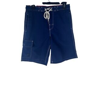 George Mens Navy Blue Cargo Board Shorts Swim Trunks Size Small (28-30) NEW
